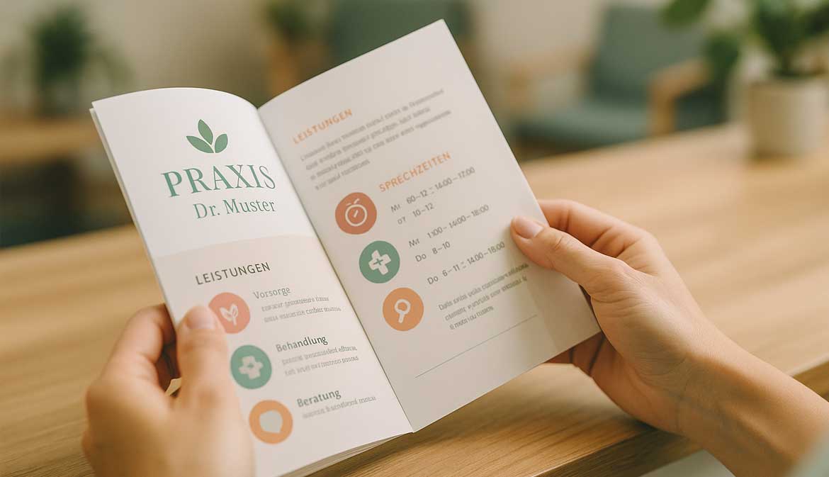 Grafikdesign für Heilberufe und Artpraxen Flyer Visitenkarten und mehr